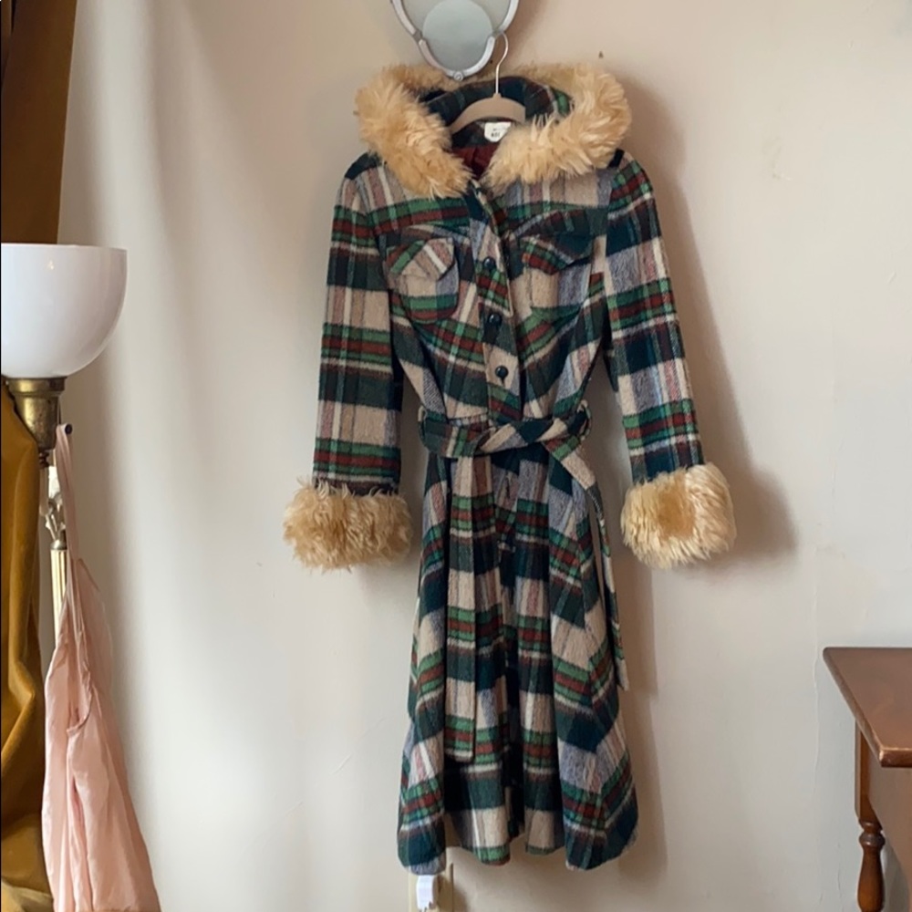 Vintage wool plaid coat